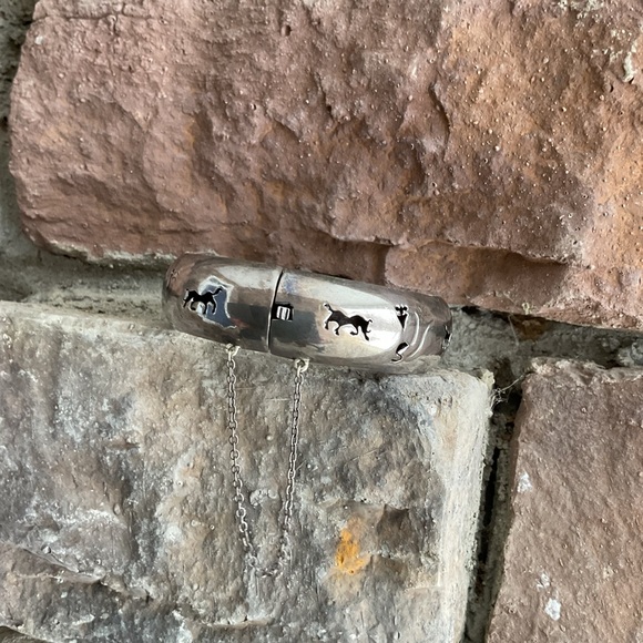 Vintage Sterling Silver 925 Hinged Bangle Bracelet - Picture 2 of 12